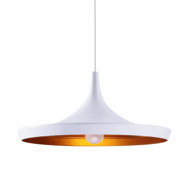 Sven Wide Pendant Lamp - White - 1 - White modern pendant light fixture, minimalist design, sleek structure, elegant curves
