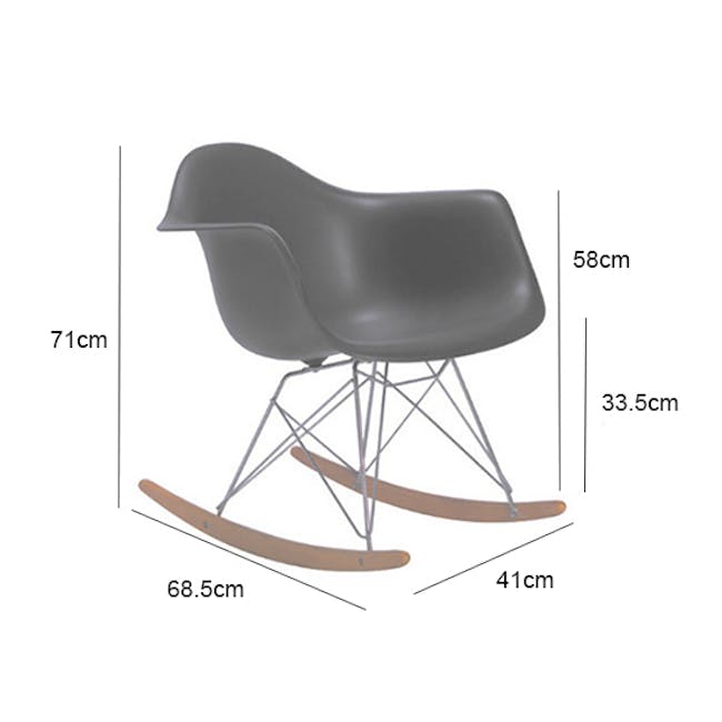 Klaus Rocking Chair - White - 5 - Modern minimalist chair, 71 cm seat height, 58 cm backrest height, 5 cm depth, 41 cm leg
