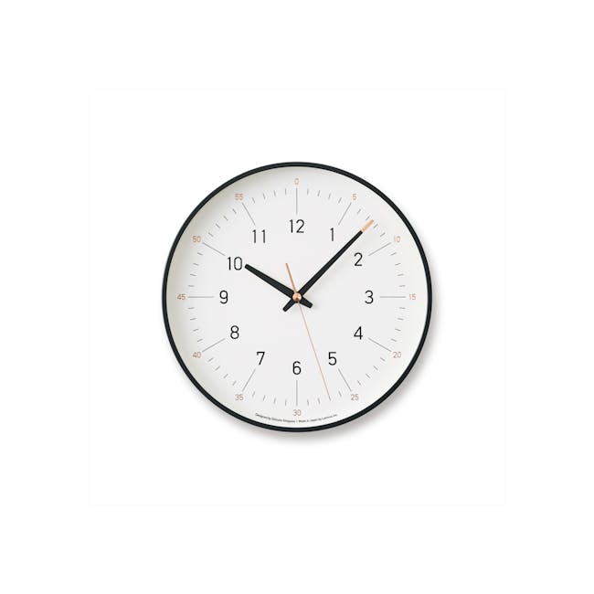 Essent Clock -White - 1 - Elegant wall clock with minimalist design, White clock face with black hour markers, Modern wall