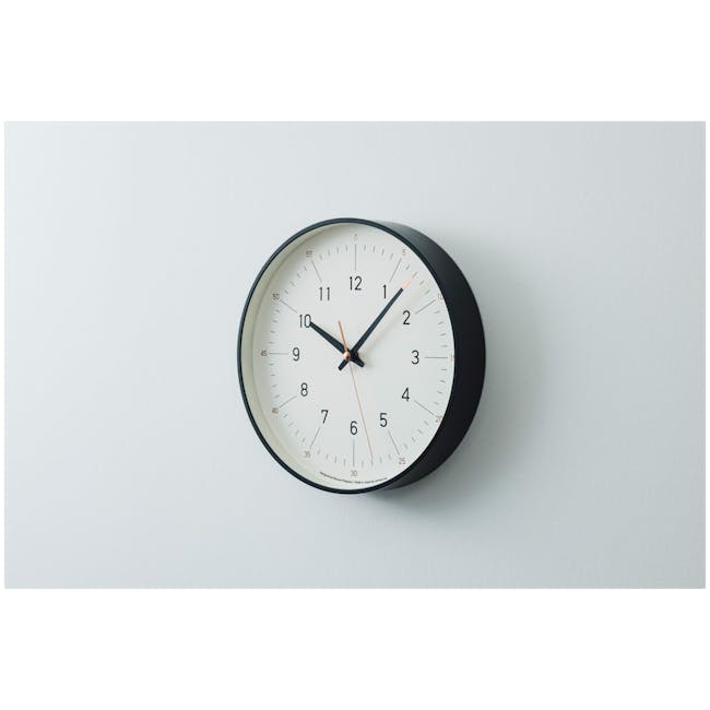 Essent Clock -White - 5 - Modern minimalist wall clock with black frame and white dial, Elegant wall clock with black and