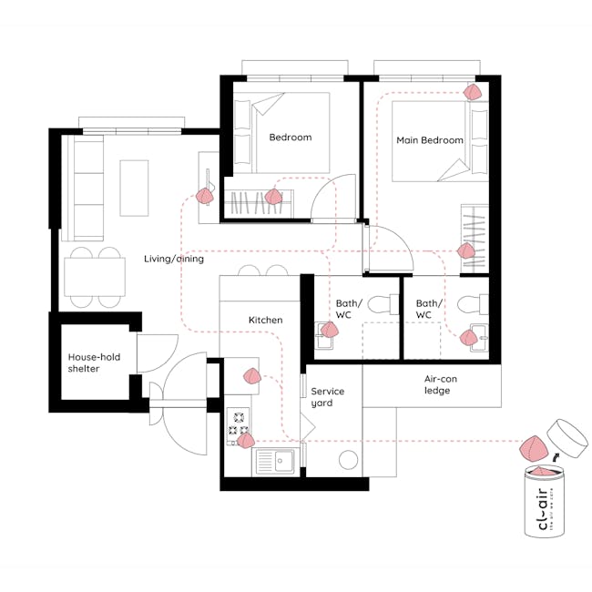 cl-air Formaldehyde Removal - (2 Choices) - 6 - Living area, kitchen, bathroom, bedroom, main bedroom, household shelter