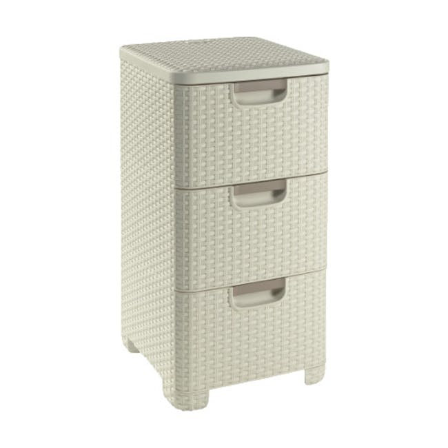 Rattan Style Drawer 3 - Off White - 3