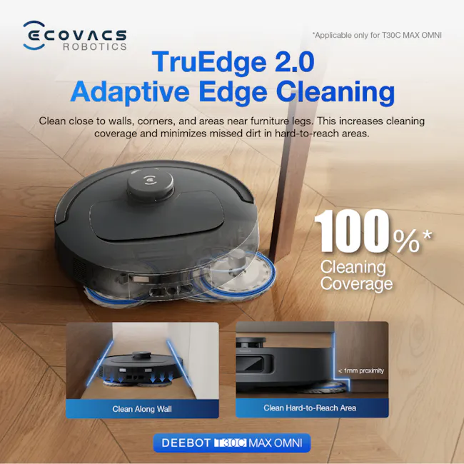 Ecovacs Deebot T30C Max Omni - White *Free 1 x Cleaning Solution + 1 Year Accessories* - 3