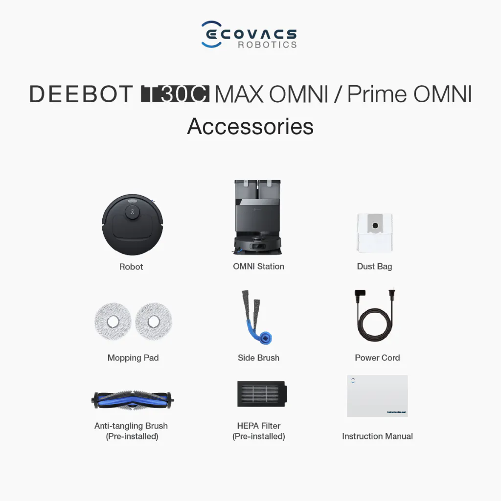 Ecovacs Deebot T30C Max Omni - White *Free 1 x Cleaning Solution + 1 Year Accessories* - 10