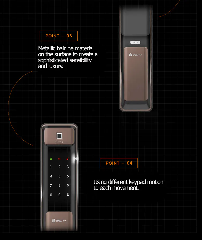 Solity Push Pull Door Lock GSP-2000BKF - Bronze - 13 - Sleek and Sophisticated Design, Metallic Hairline Material, Specially