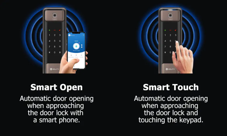Solity Push Pull Door Lock GSP-2000BKF - Bronze - 11 - Smart Open, Automatic door opening, keypad interaction, approach