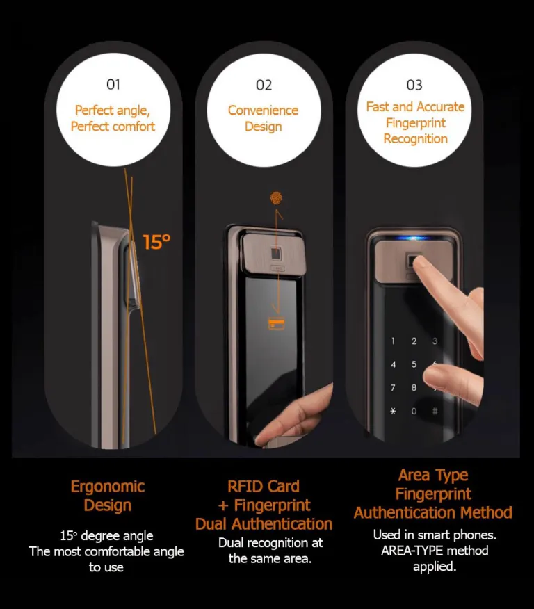 Solity Push Pull Door Lock GSP-2000BKF - Bronze - 9 - Ergonomic Design, 15° angle, most comfortable angle to use, perfect