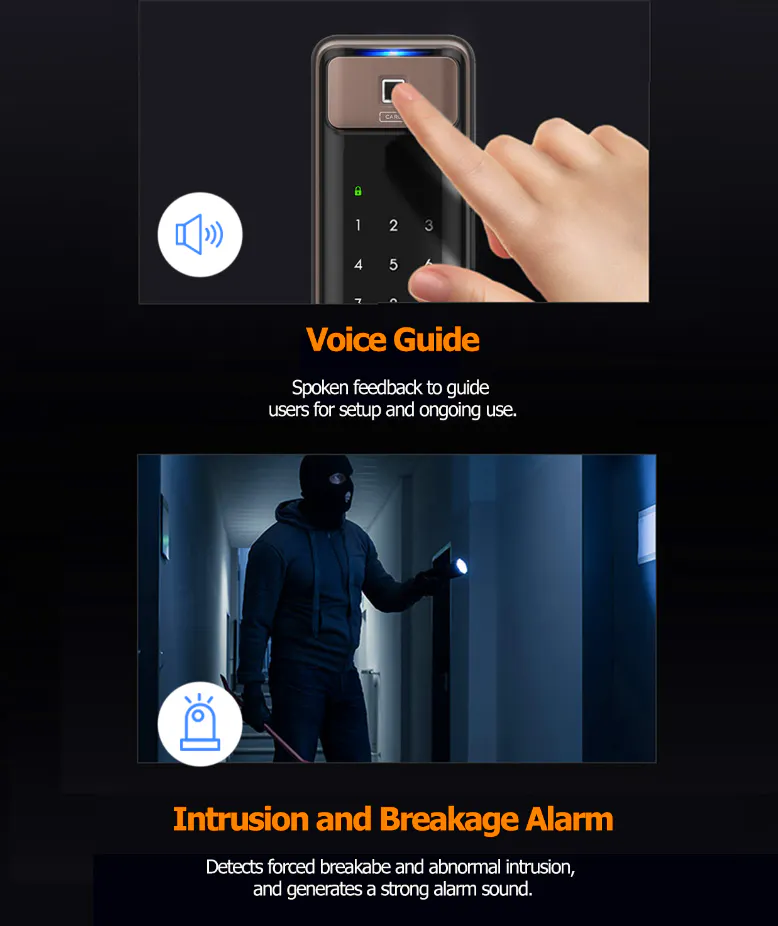 Solity Push Pull Door Lock GSP-2000BKF - Bronze - 17 - Voice guide, spoken feedback, user setup, and ongoing use, digital