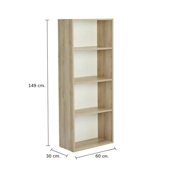 Hitoshi 4-Tier Bookshelf - Natural, White - 2