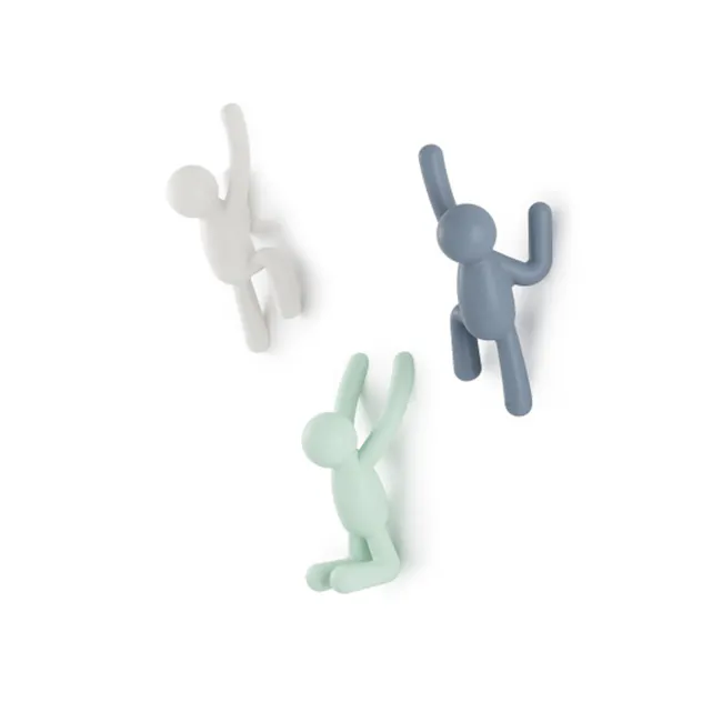 Buddy Wall Hook - Pastel (Set of 3) - 1 - 3D human figures, abstract shapes, playful poses, minimalist design, soft colors