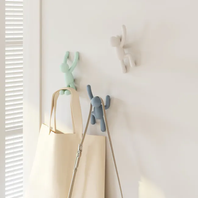 Buddy Wall Hook - Pastel (Set of 3) - 3 - Soft, minimalist wall-mounted storage, beige tote bag, hanging toys, green and