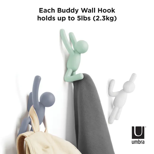 Buddy Wall Hook - Pastel (Set of 3) - 4 - Wall hook, weight capacity, 5lbs (3kg), adjustable, ergonomic, safety, durability