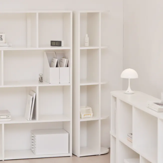 Andy 4-tier Bookshelf 1.2m - 9 - White minimalist shelving unit, clean and organized, empty shelves, minimalistic design