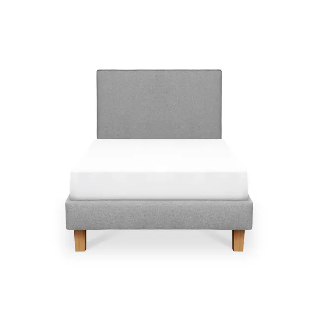 ESSENTIALS Single Headboard Divan Bed - Latte (Pet Friendly) - 3 - Grey upholstered bed frame, wooden legs, minimalist