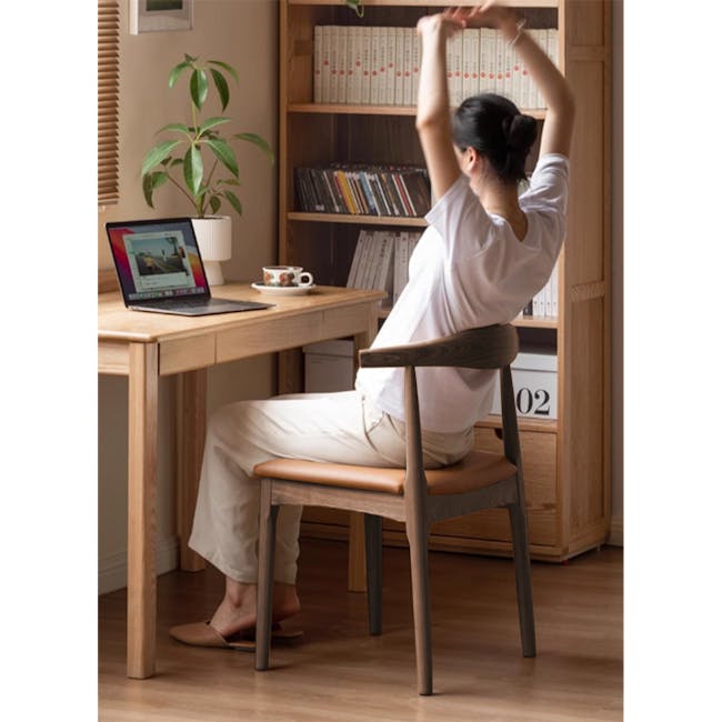 Wayn Chair - Walnut, Tan (Faux Leather) - 2