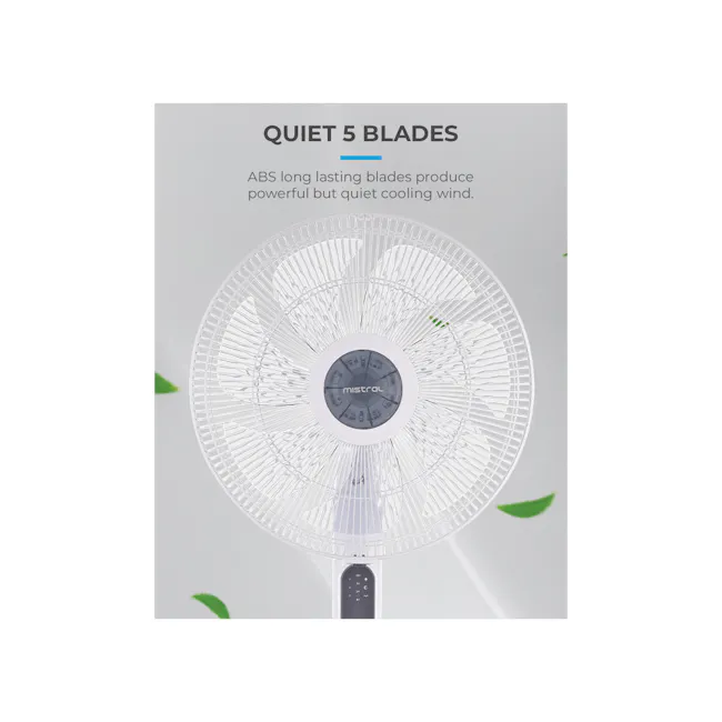 Mistral 16” Stand Fan with Remote MSF1637R - 4 - Quiet 5 Blades, ABS long-lasting blades, powerful but quiet cooling wind