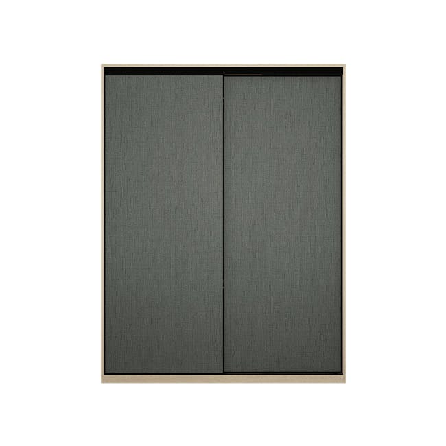 Lorren Sliding Door Wardrobe 1 - Graphite Linen, Herringbone Oak - 0
