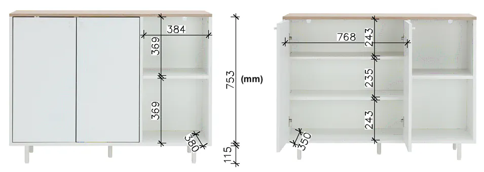 Madeline Modular 2 Door Cabinet with Open Shelf 1.2m - 14