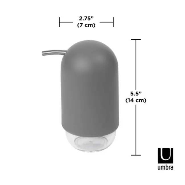 Touch Soap Pump - White - 9 - Sleek, modern design with matte gray finish, Adjustable height and portability feature
