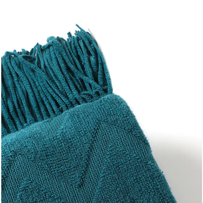 Hikari Chevron Knitted Throw - Off White - 4 - Turquoise, soft, fluffy, textured, knitted, cozy, warm, luxurious, elegant