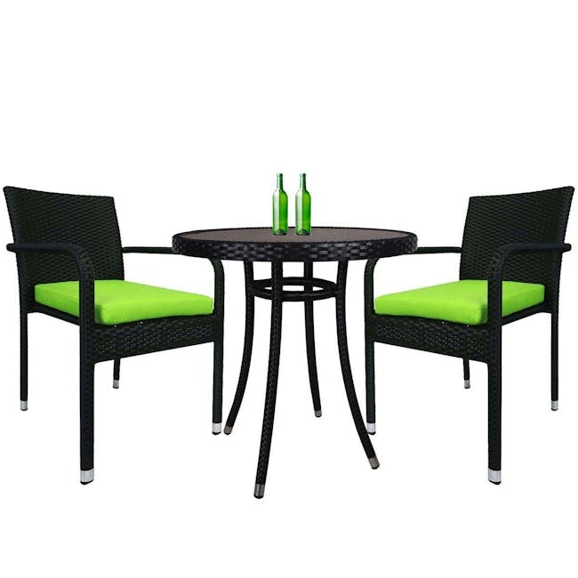 Jardin Outdoor Dining Chair - Green Cushion - 1