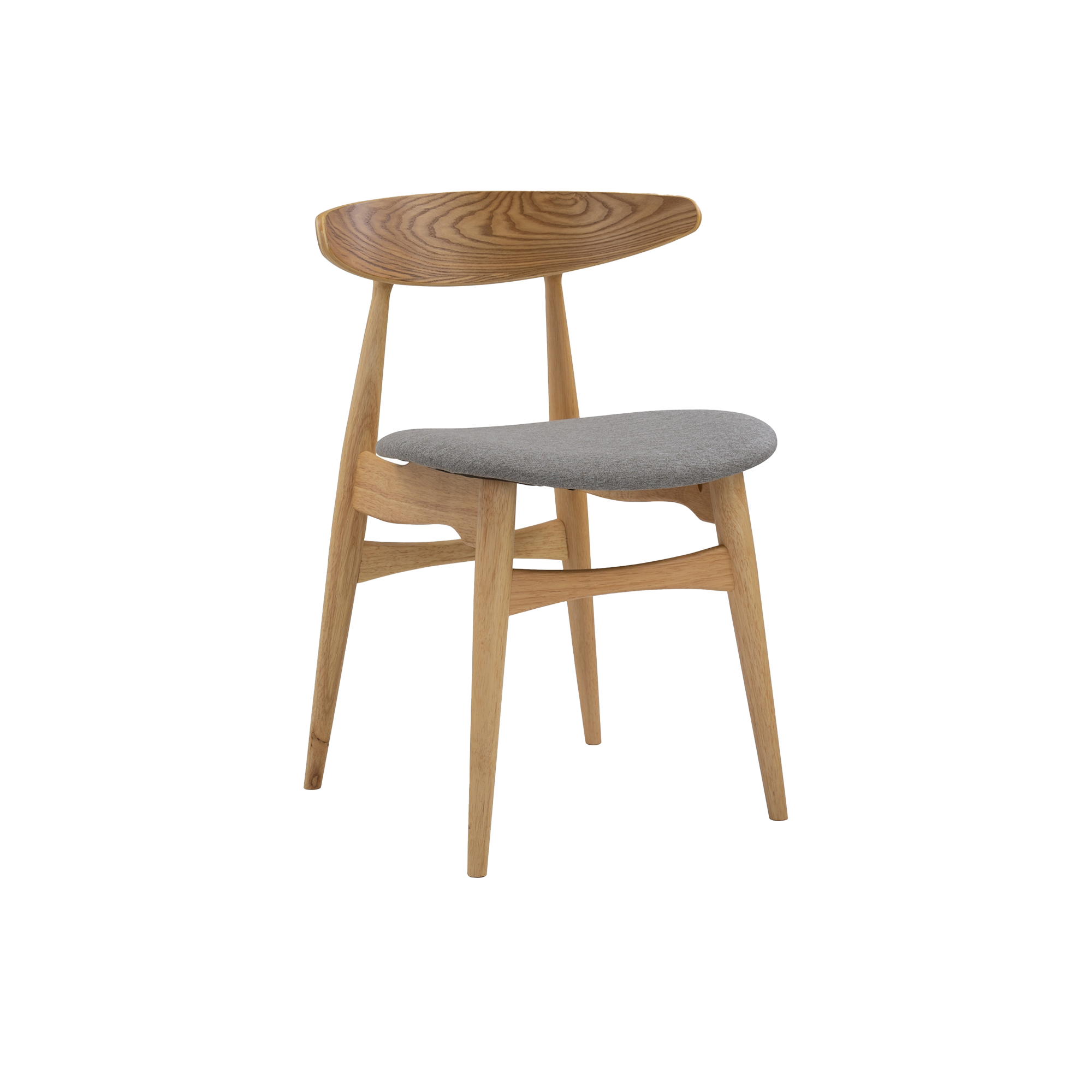 Tricia Dining Chair - Oak, Light Grey (Fabric)