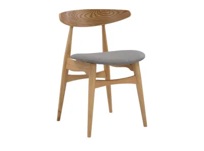 Tricia Dining Chair - Oak, Light Grey (Fabric)