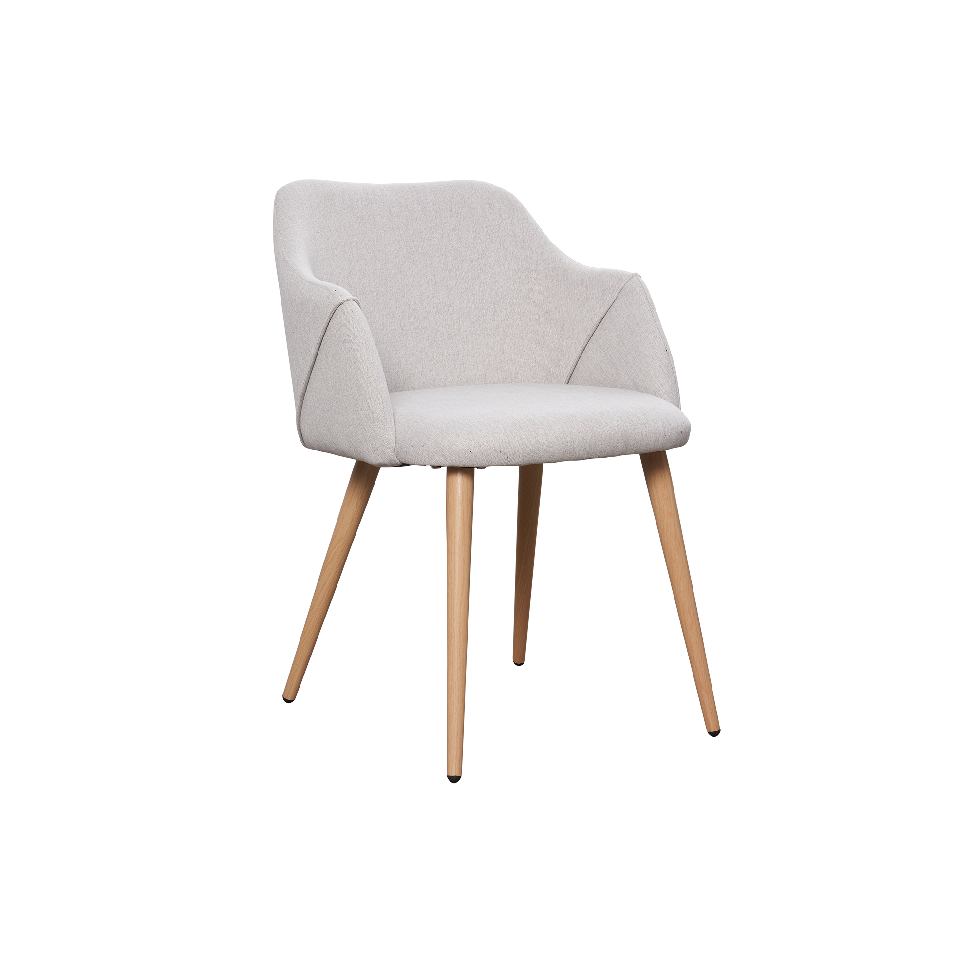 Lydia Dining Armchair - Oak, Pale Grey (Fabric)