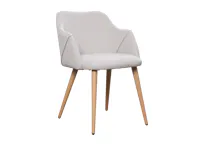 Lydia Dining Armchair - Oak, Pale Grey (Fabric)