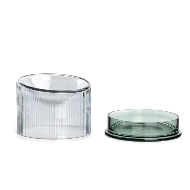 FURRYTAIL Fooddict Elevated Glass Feeding Bowl - Green - 1 - Clear glass candle holder, cylindrical candle holder