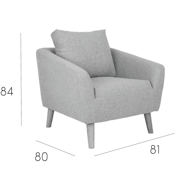 Hana 2 Seater Sofa with Hana Armchair - Light Grey - 9