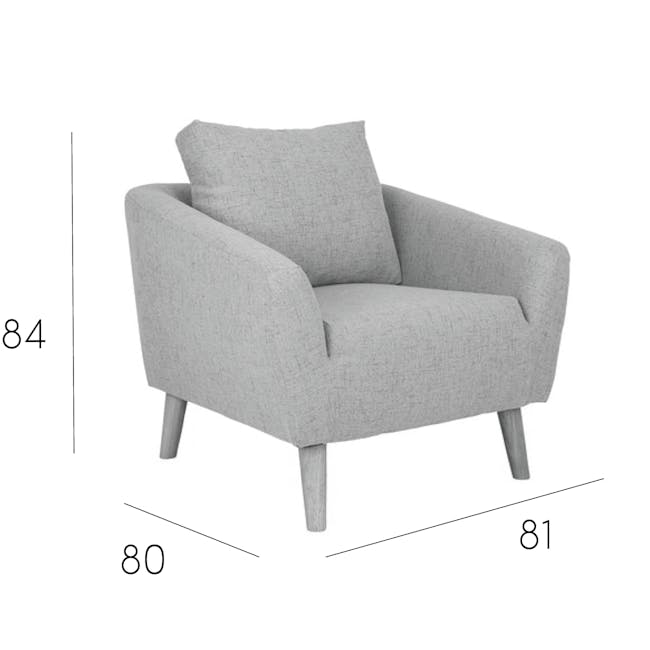 Hana 2 Seater Sofa with Hana Armchair - Light Grey - 9