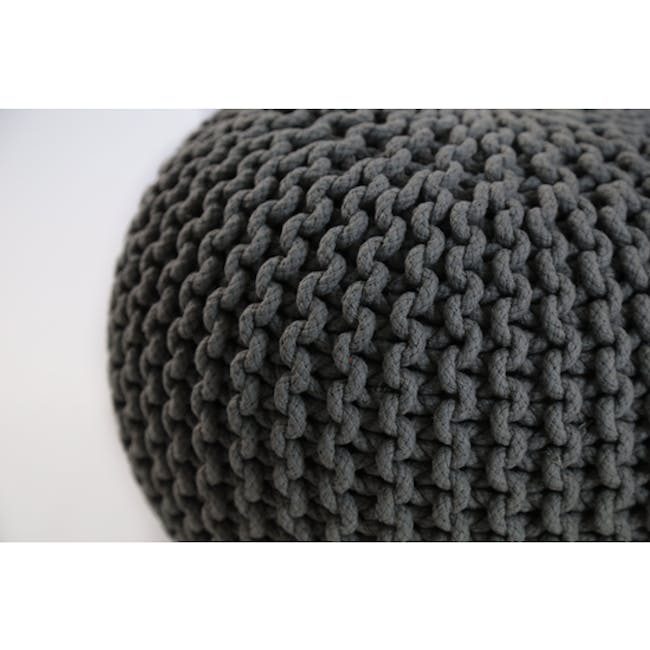 Maui Knitted Pouf - Charcoal Grey - 1