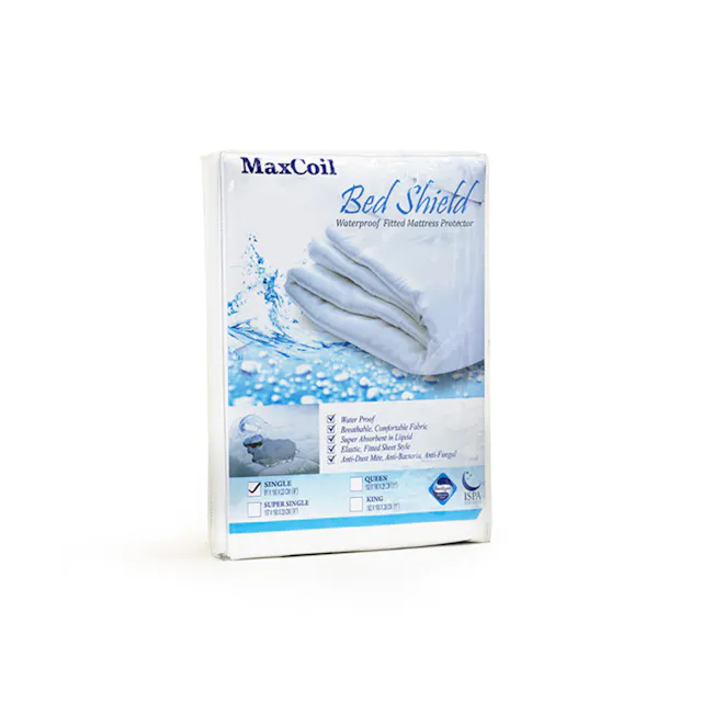 MaxCoil Bed Shield Waterproof Fitted Protector (4 Sizes) - 1 - MaxCoil, Waterproof Fitted Mattress Protector, Bed Shield