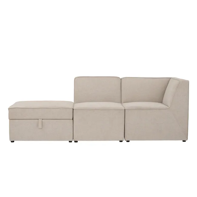 Tony 2 Seater Extended Storage Sofa - 1 - Modern beige sofa with integrated ottoman, minimalist design, comfortable seating