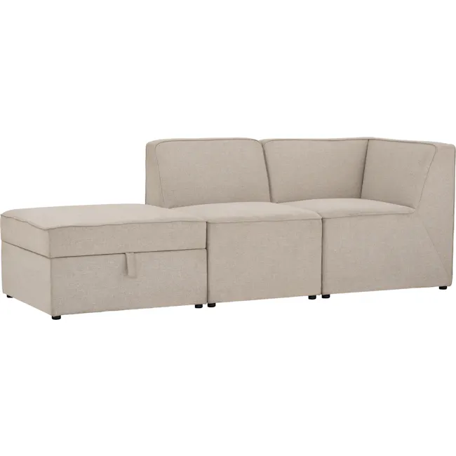 Tony 2 Seater Extended Storage Sofa - 3 - Cream upholstered armchair, beige fabric, modern design, three-seater sofa