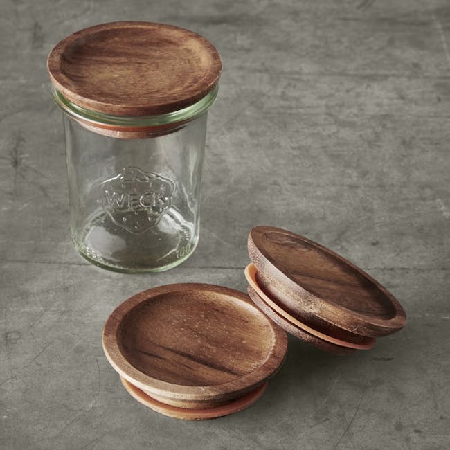 Weck Jar Tulip with Acacia Wood Lid and Rubber Seal (6 Sizes) - 2