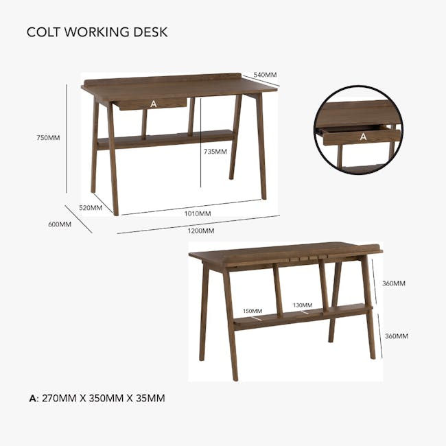 Colt Study Desk 1.2m - Walnut - 7