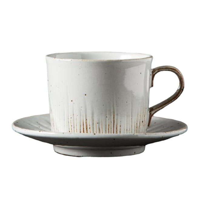 Koa Ceramic Coffee Cup & Saucer - White - 0