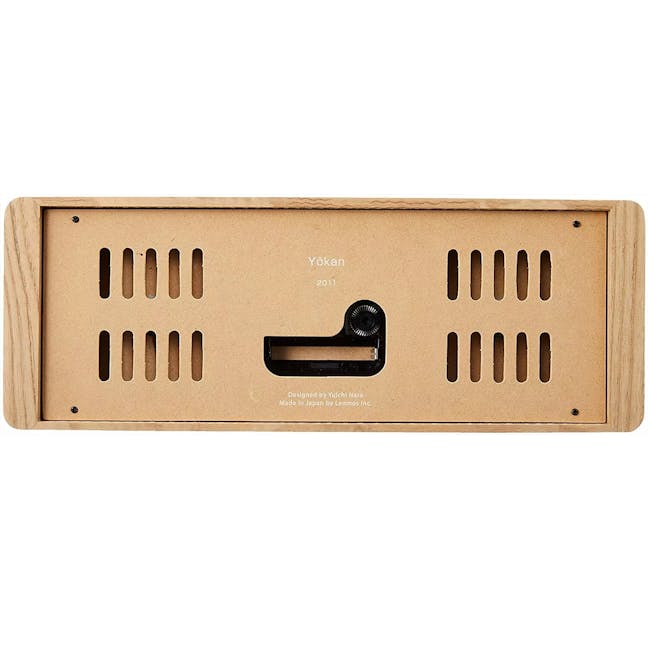 Yokan Clock - Natural - 5 - Wooden, Yokan, 2011 design, ventilation holes, black component, made in Japan, made by Lemnos