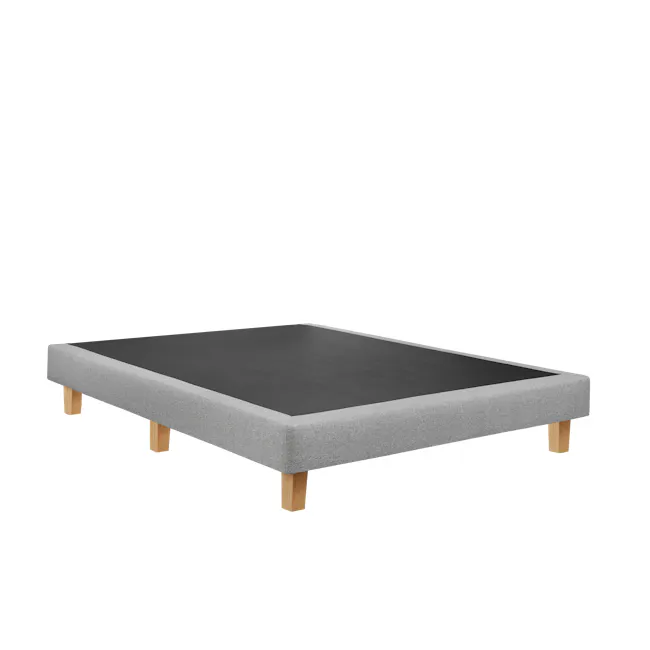 ESSENTIALS Queen Divan Bed - Shadow Grey (Pet Friendly) - 3 - Grey upholstered table, minimalist design, wooden legs, black