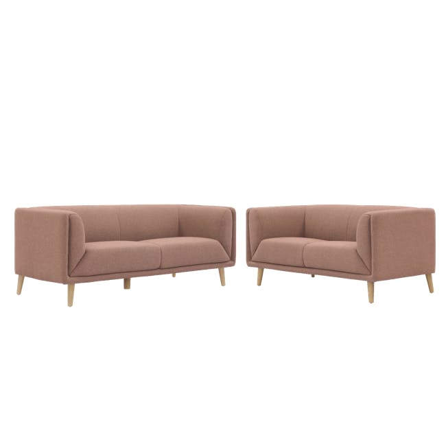 Audrey 3 Seater Sofa with Audrey 2 Seater Sofa - Blush - 0