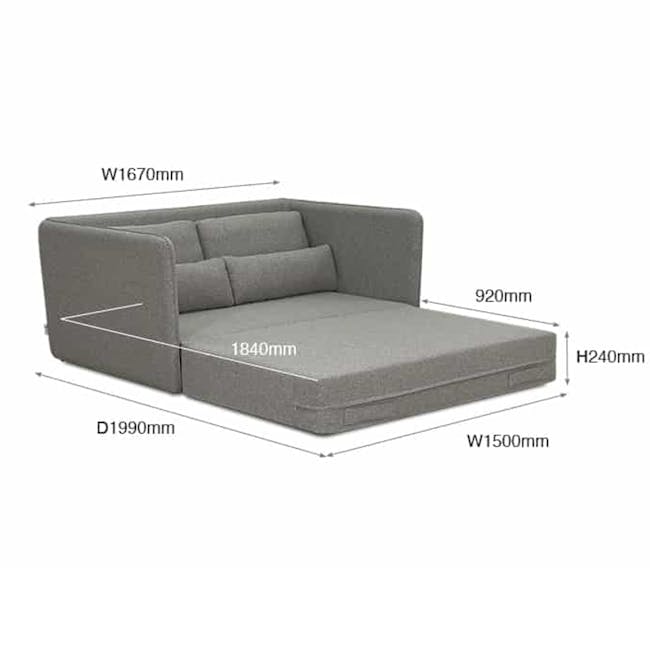Greta 2 Seater Sofa Bed - Light Grey - 11