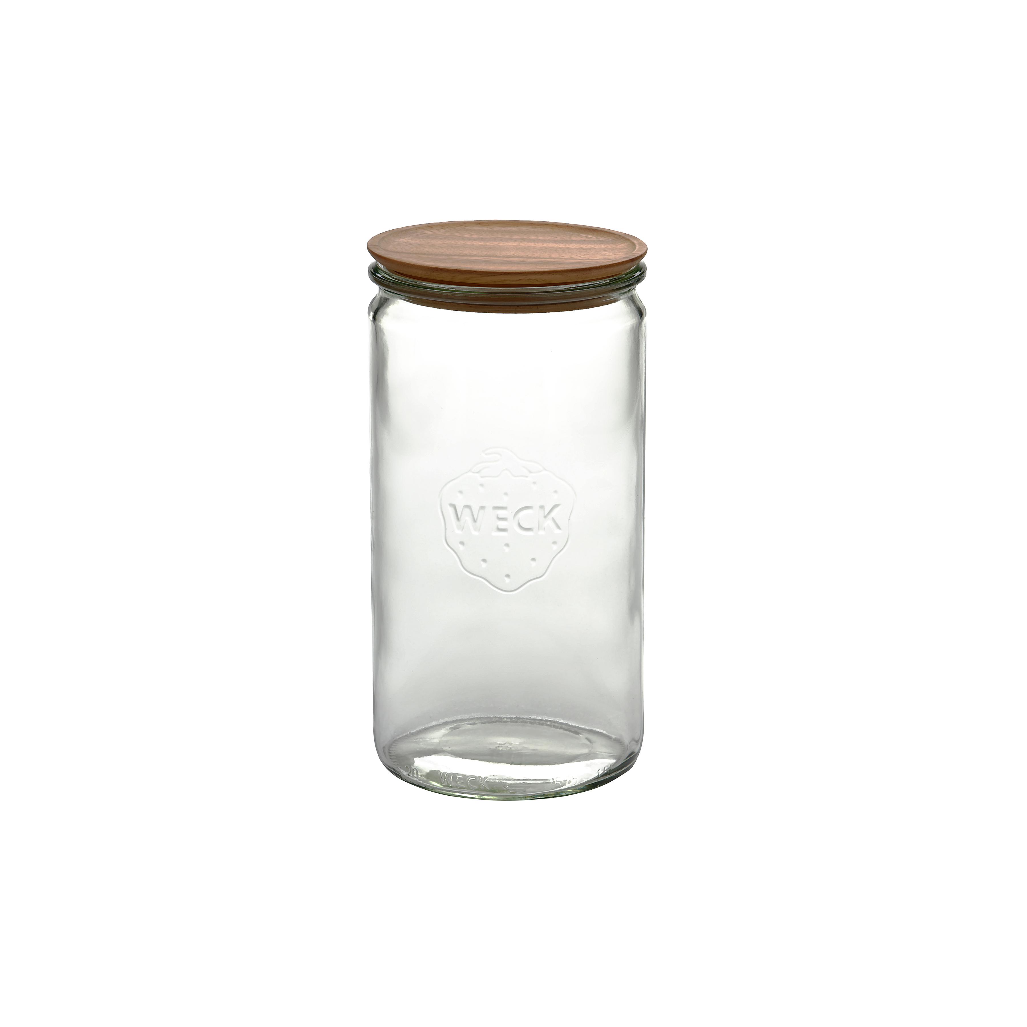 Weck Jar Cylinder with Acacia Wood Lid and Rubber Seal (3 Sizes) - Cylinder 974 (1590ml)