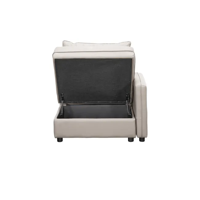 Cameron 4 Seater Storage Sofa - Grey (Pet Friendly) - 6 - Luxurious beige sofa with black storage compartment, sleek design