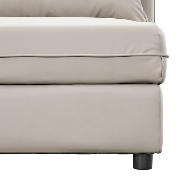 Cameron 4 Seater Storage Sofa - Grey (Pet Friendly) - 20 - Leather sofa, minimalist design, smooth texture, beige