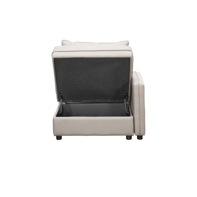 Cameron Right Storage Arm Unit - Grey (Pet Friendly) - 11 - Luxurious beige sofa with black storage compartment, sleek