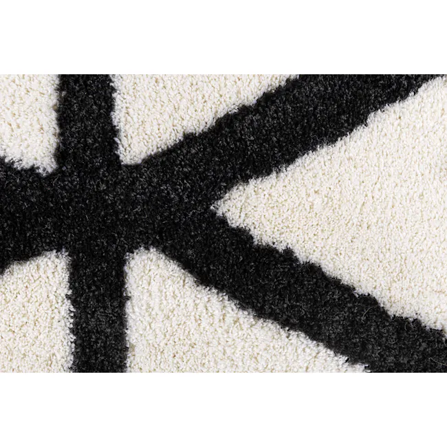 Play High Pile Rug - Trellis White (2 Sizes) - 4 - Black, white, textured, rug, pattern, cross, intersecting, split, split
