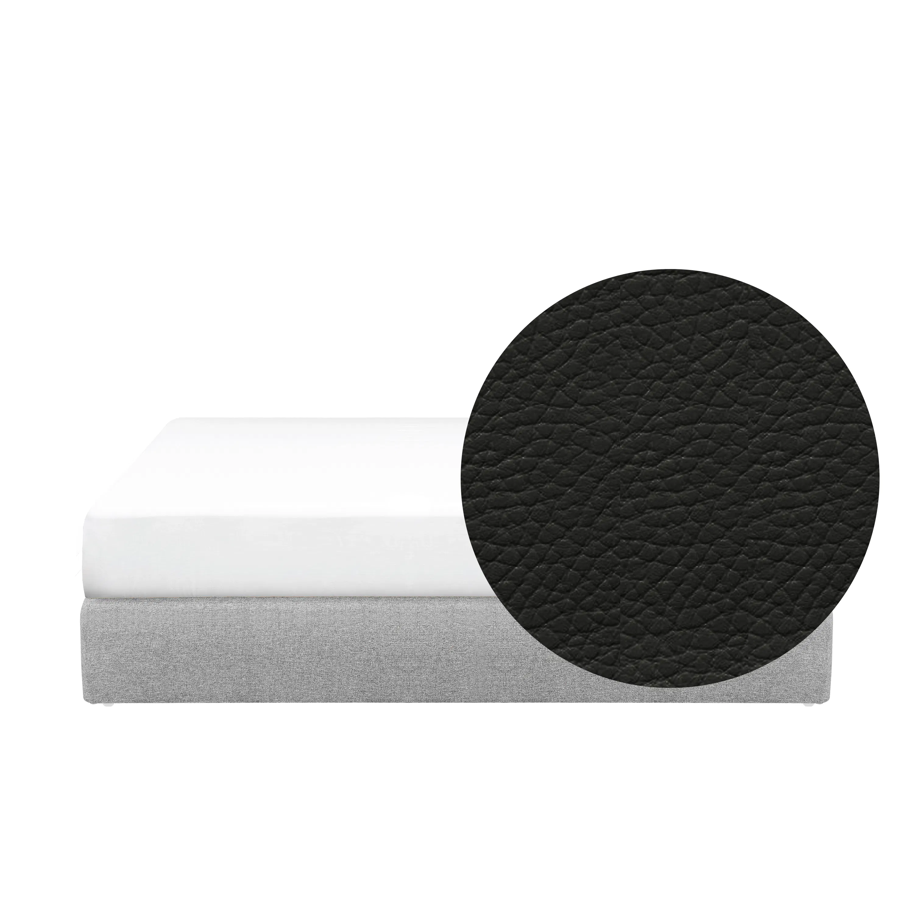 ESSENTIALS Queen Box Bed - Coal (Faux Leather)