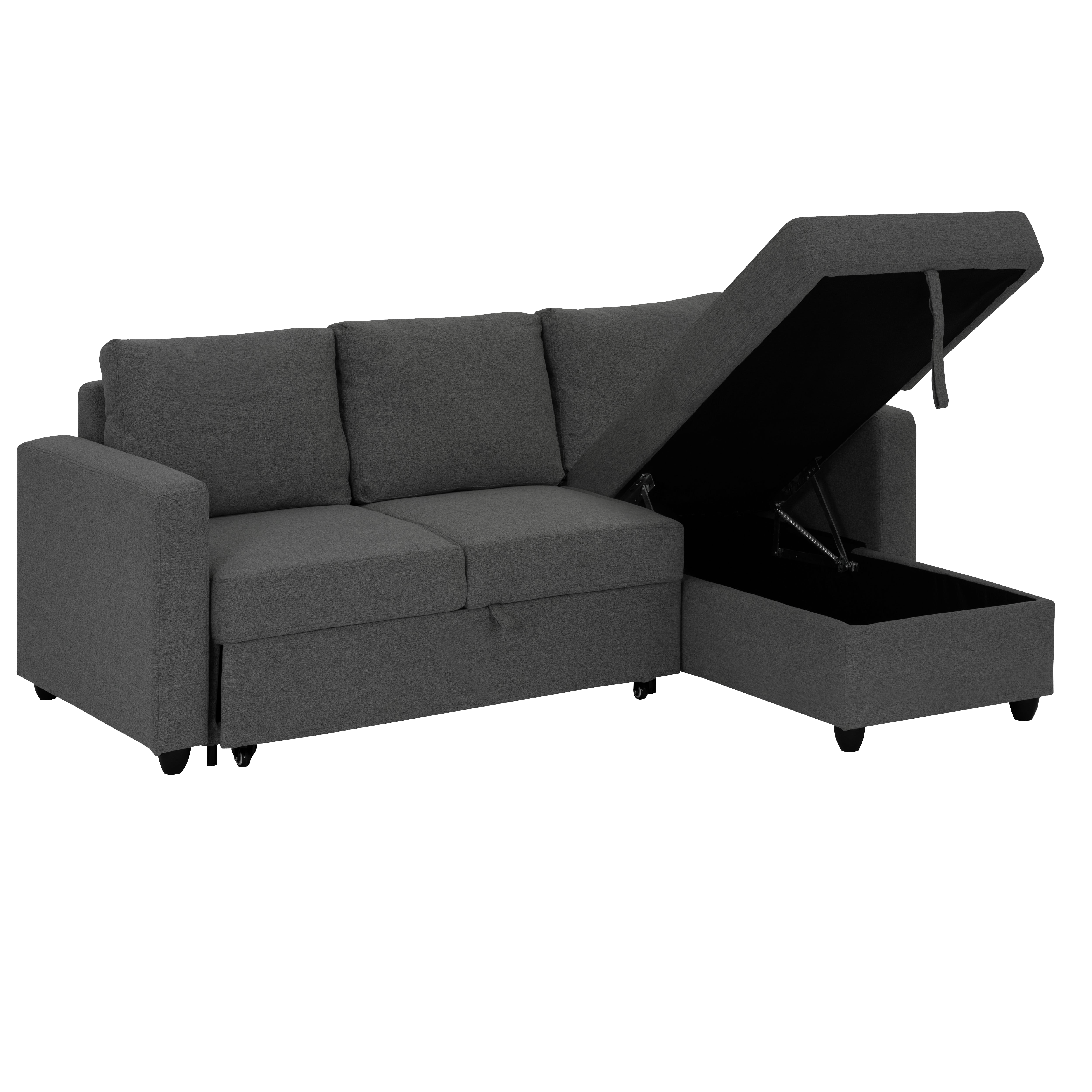 Mia LShaped Storage Sofa Bed Graphite, Apartment Sofas by HipVan
